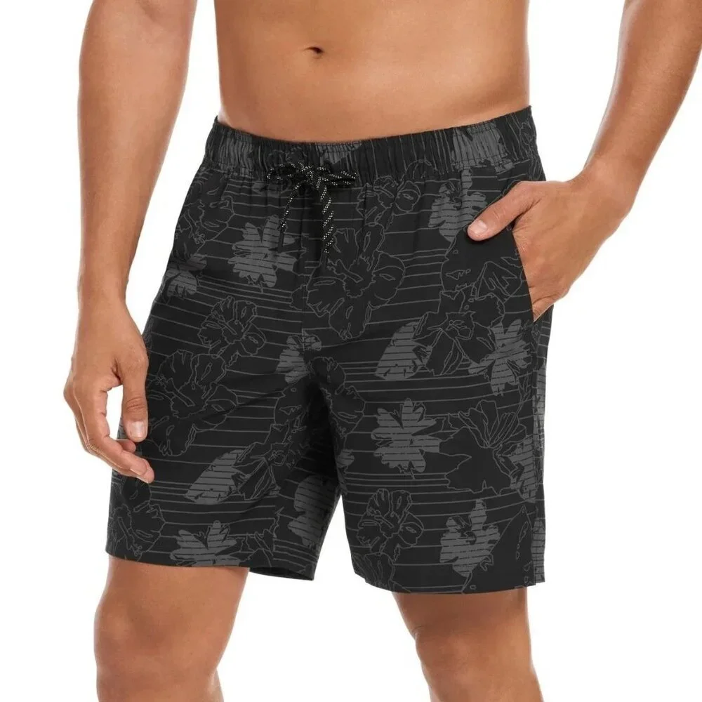 Hurley Men's M Swim Shorts Black Floral Print 4-Way Stretch N0992